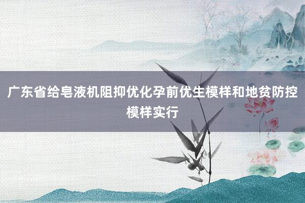 广东省给皂液机阻抑优化孕前优生模样和地贫防控模样实行